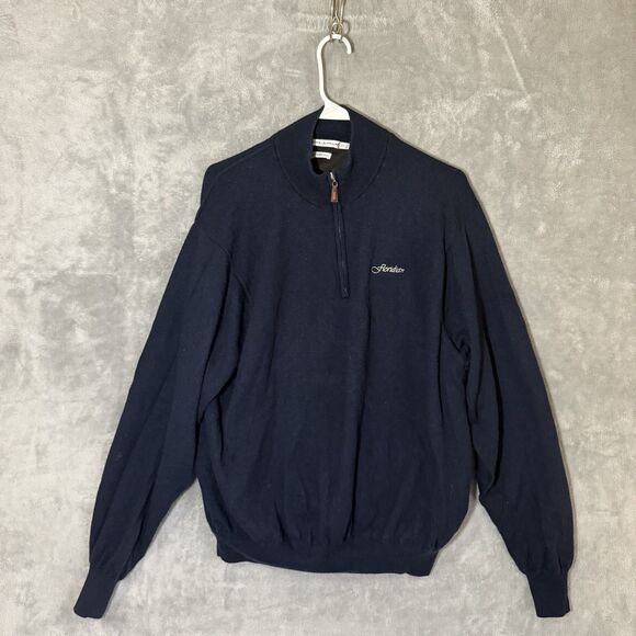 Peter Millar XL 1/4 Zip Sweater Merino Wool Blend Navy Blue Pullover Floridian - Picture 1 of 7